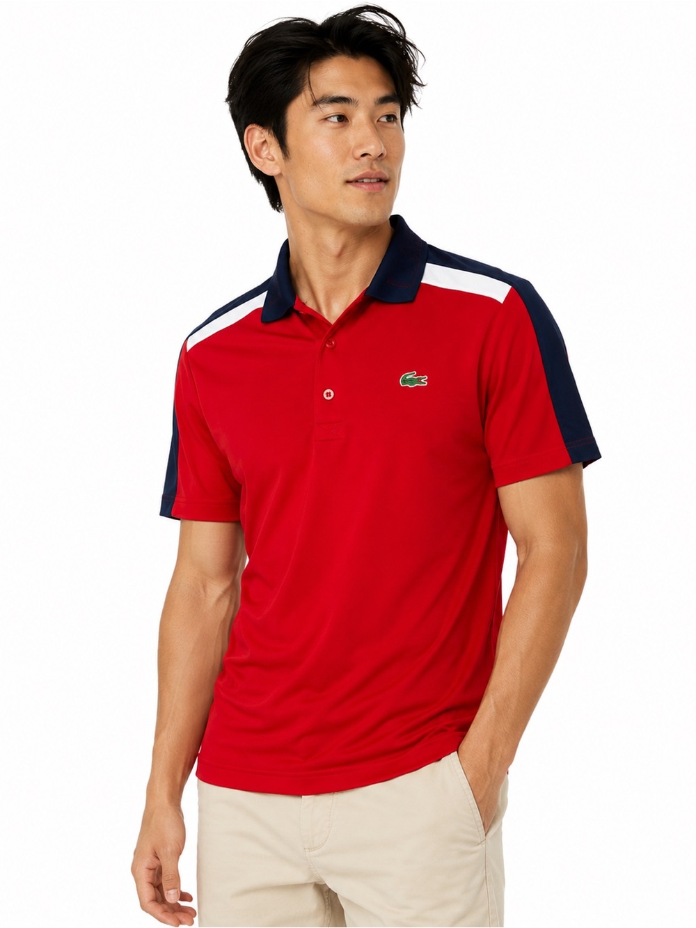 Lacoste Sport Polo Shirt Men’s Small Red Performance Colorblock Golf USA America